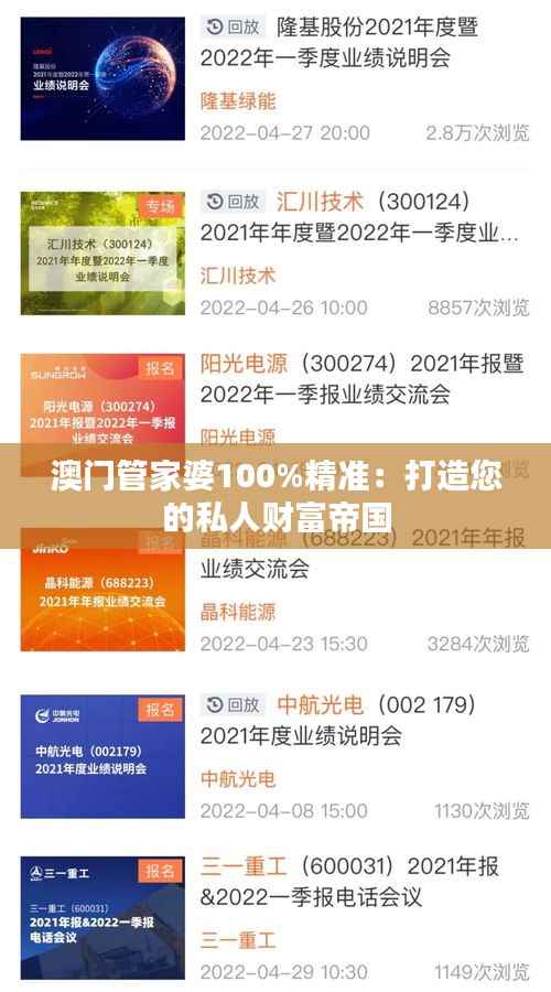 澳门管家婆100%精准:打造您的私人财富帝国