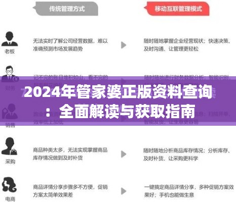 2024年管家婆正版资料查询:全面解读与获取指南